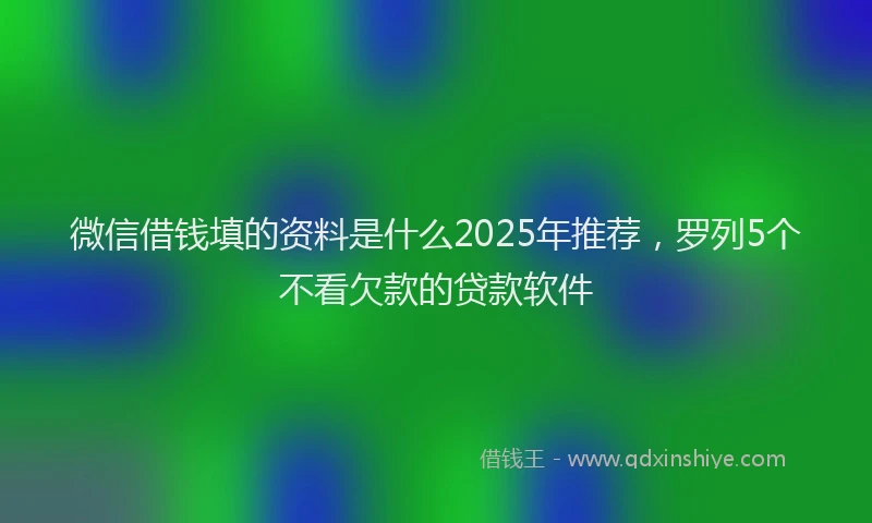 微信借钱填的资料是什么2025年推荐，罗列5个不看欠款的贷款软件