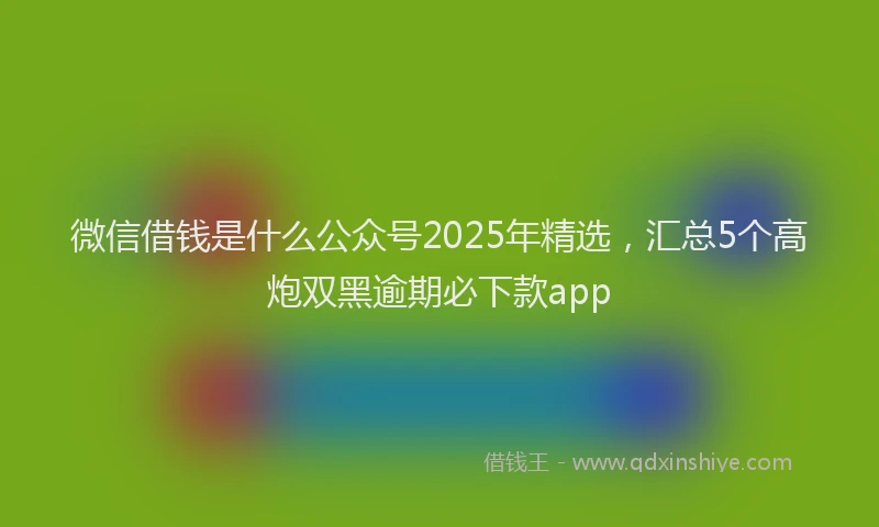 微信借钱是什么公众号2025年精选，汇总5个高炮双黑逾期必下款app
