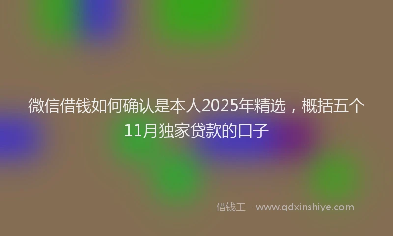 微信借钱如何确认是本人2025年精选，概括五个11月独家贷款的口子