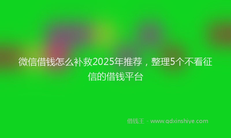 微信借钱怎么补救2025年推荐，整理5个不看征信的借钱平台