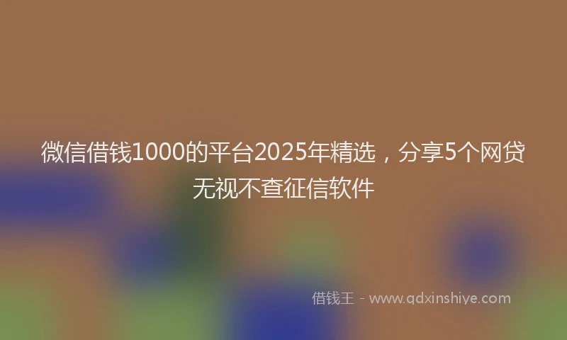 微信借钱1000的平台2025年精选，分享5个网贷无视不查征信软件
