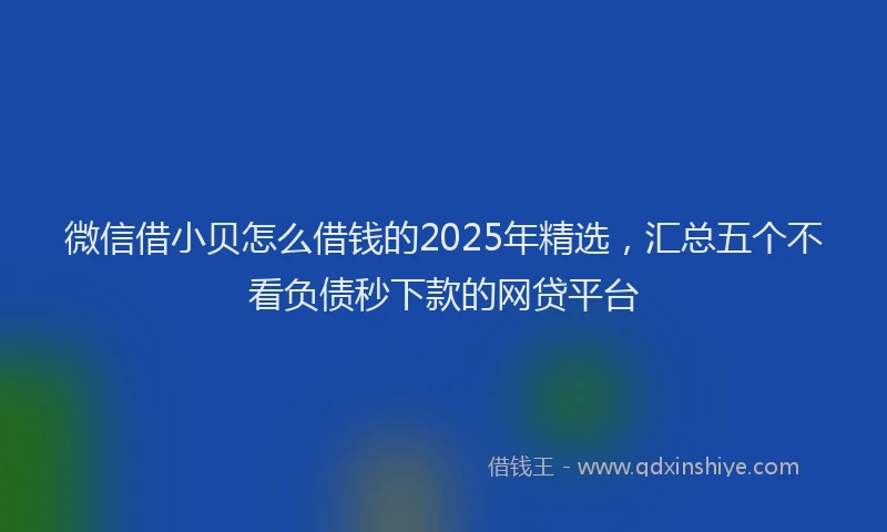 微信借小贝怎么借钱的2025年精选，汇总五个不看负债秒下款的网贷平台