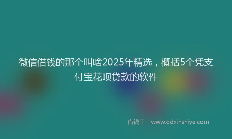 微信借钱的那个叫啥2025年精选，概括5个凭支付宝花呗贷款的软件