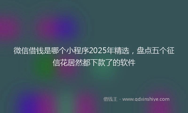 微信借钱是哪个小程序2025年精选，盘点五个征信花居然都下款了的软件