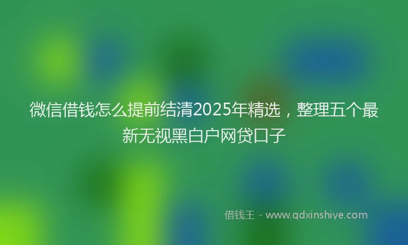 微信借钱怎么提前结清2025年精选，整理五个最新无视黑白户网贷口子