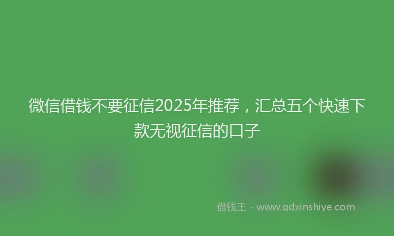 微信借钱不要征信2025年推荐，汇总五个快速下款无视征信的口子