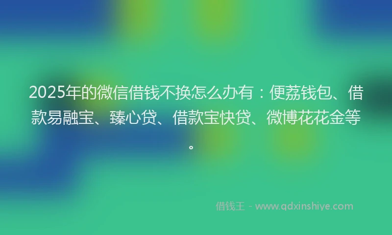 2025年的微信借钱不换怎么办有：便荔钱包、借款易融宝、臻心贷、借款宝快贷、微博花花金等。