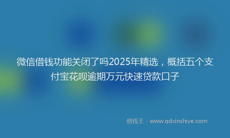 微信借钱功能关闭了吗2025年精选，概括五个支付宝花呗逾期万元快速贷款口子
