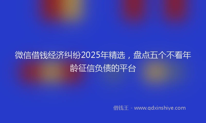 微信借钱经济纠纷2025年精选，盘点五个不看年龄征信负债的平台