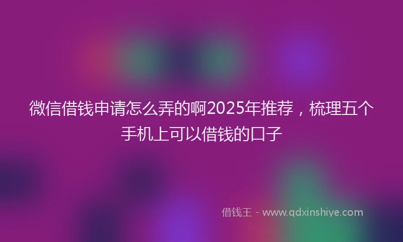 微信借钱申请怎么弄的啊2025年推荐，梳理五个手机上可以借钱的口子