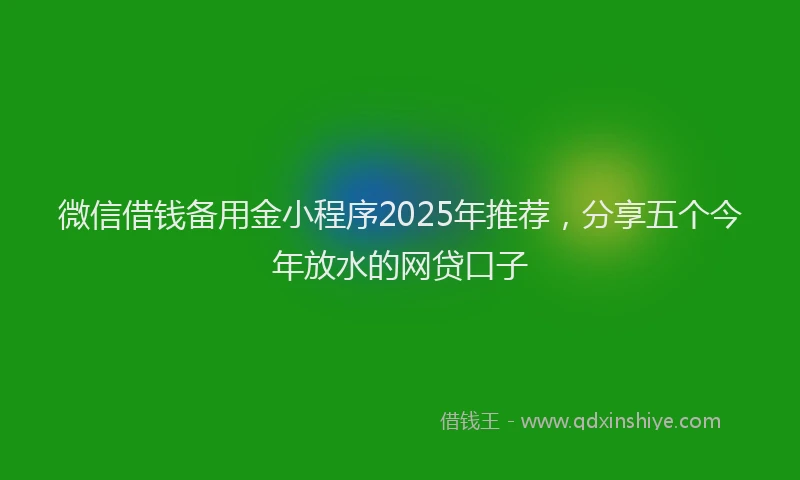 微信借钱备用金小程序2025年推荐，分享五个今年放水的网贷口子