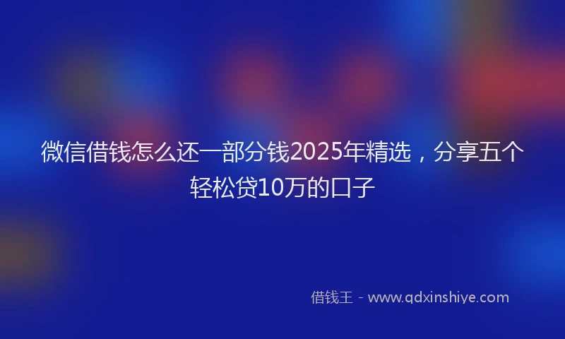 微信借钱怎么还一部分钱2025年精选，分享五个轻松贷10万的口子