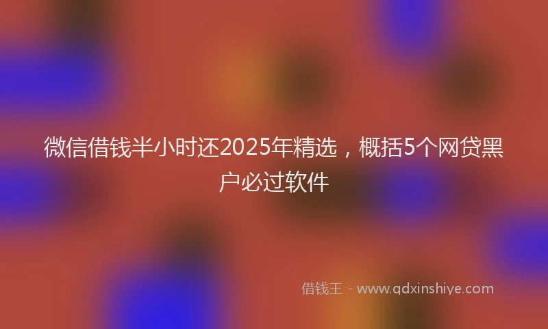 微信借钱半小时还2025年精选，概括5个网贷黑户必过软件