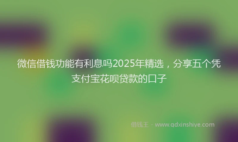 微信借钱功能有利息吗2025年精选，分享五个凭支付宝花呗贷款的口子