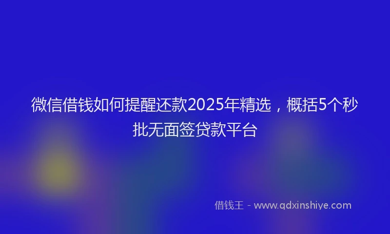 微信借钱如何提醒还款2025年精选，概括5个秒批无面签贷款平台
