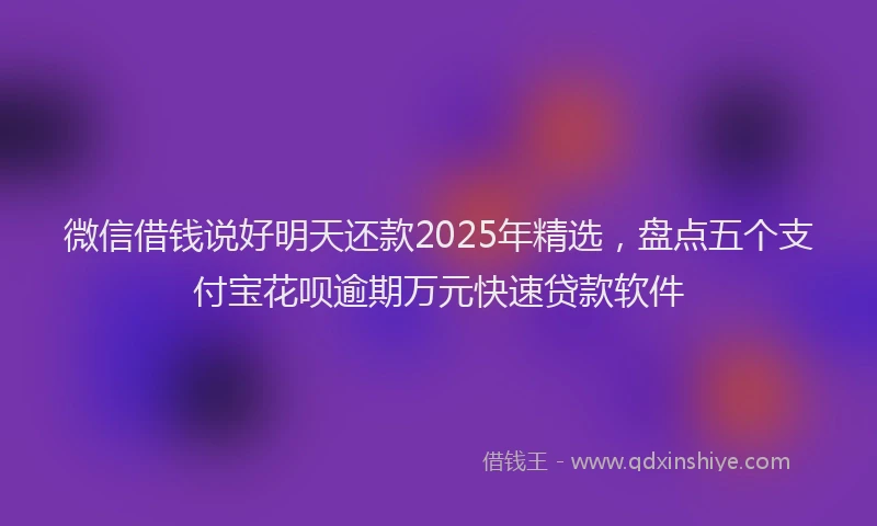 微信借钱说好明天还款2025年精选，盘点五个支付宝花呗逾期万元快速贷款软件