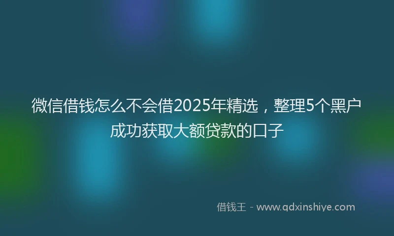 微信借钱怎么不会借2025年精选，整理5个黑户成功获取大额贷款的口子