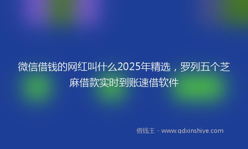 微信借钱的网红叫什么2025年精选，罗列五个芝麻借款实时到账速借软件