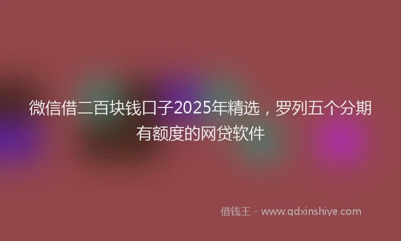 微信借二百块钱口子2025年精选，罗列五个分期有额度的网贷软件
