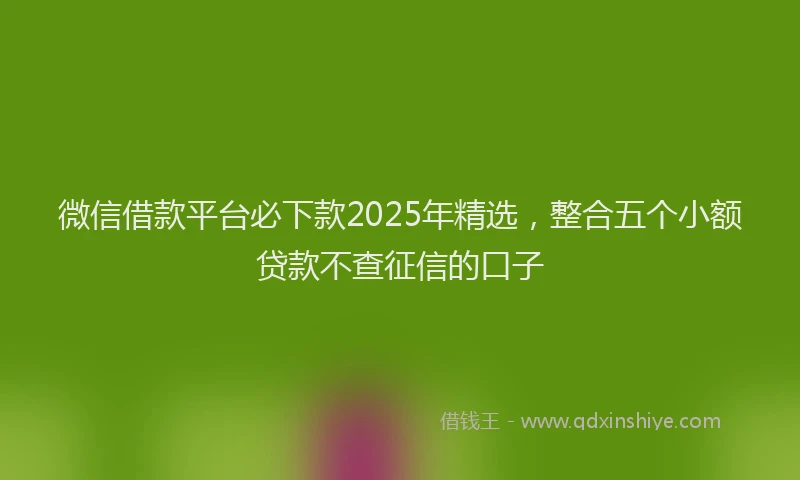 微信借款平台必下款2025年精选，整合五个小额贷款不查征信的口子