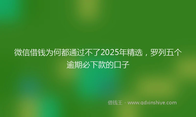 微信借钱为何都通过不了2025年精选，罗列五个逾期必下款的口子