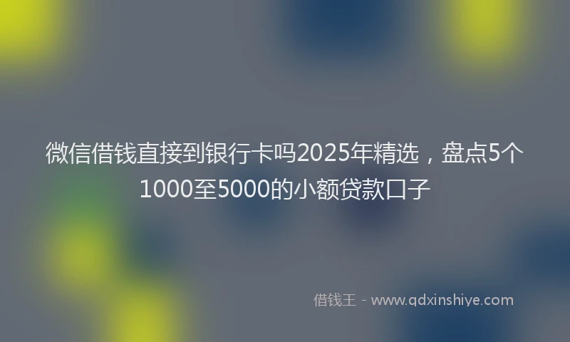 微信借钱直接到银行卡吗2025年精选，盘点5个1000至5000的小额贷款口子