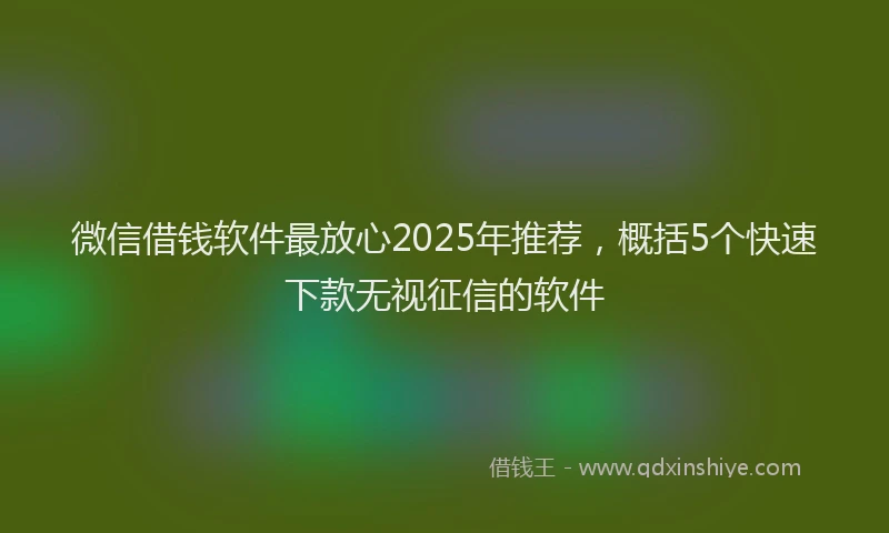 微信借钱软件最放心2025年推荐，概括5个快速下款无视征信的软件