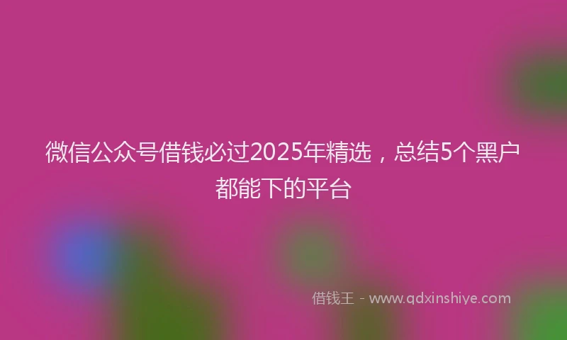 微信公众号借钱必过2025年精选，总结5个黑户都能下的平台