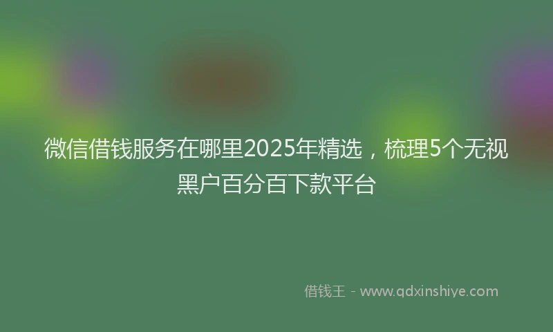 微信借钱服务在哪里2025年精选，梳理5个无视黑户百分百下款平台