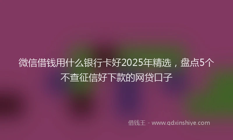 微信借钱用什么银行卡好2025年精选，盘点5个不查征信好下款的网贷口子