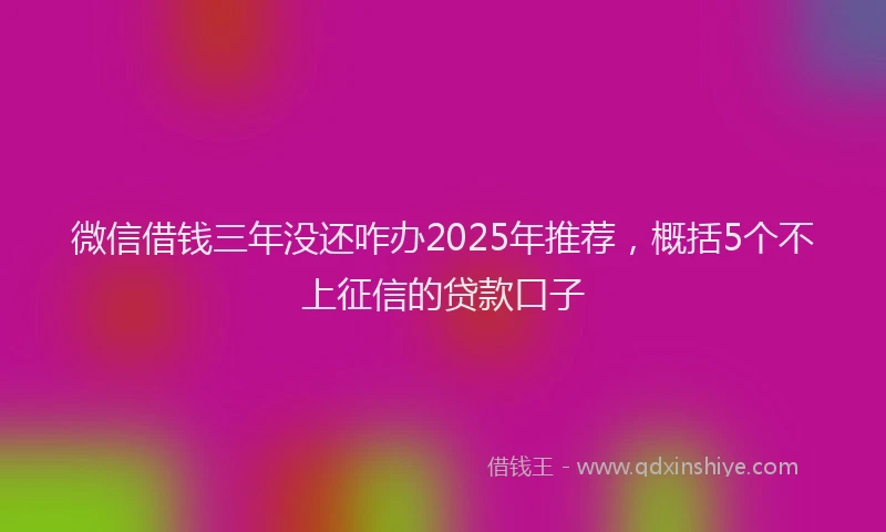 微信借钱三年没还咋办2025年推荐，概括5个不上征信的贷款口子