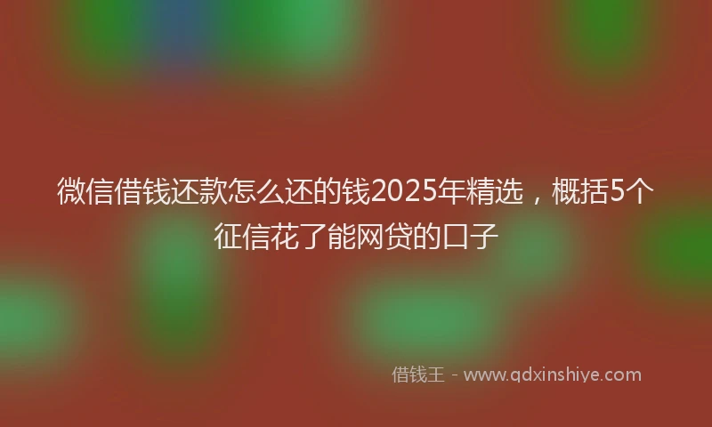 微信借钱还款怎么还的钱2025年精选，概括5个征信花了能网贷的口子