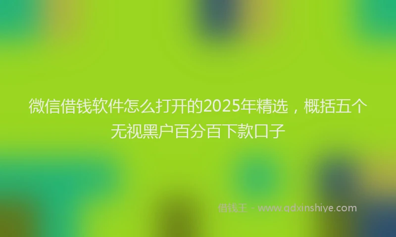 微信借钱软件怎么打开的2025年精选，概括五个无视黑户百分百下款口子