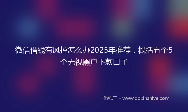 微信借钱有风控怎么办2025年推荐，概括五个5个无视黑户下款口子