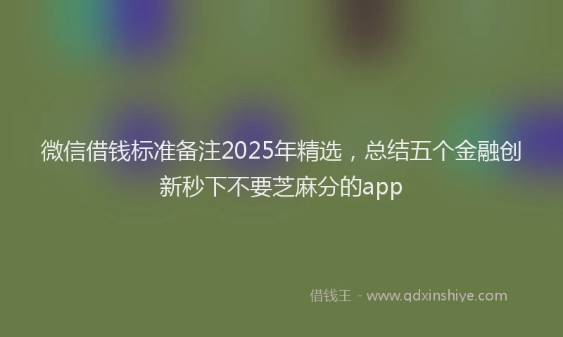 微信借钱标准备注2025年精选，总结五个金融创新秒下不要芝麻分的app