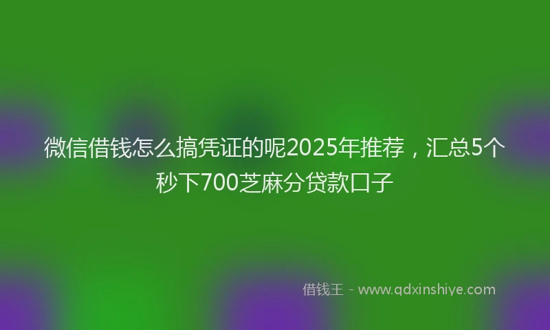微信借钱怎么搞凭证的呢2025年推荐，汇总5个秒下700芝麻分贷款口子