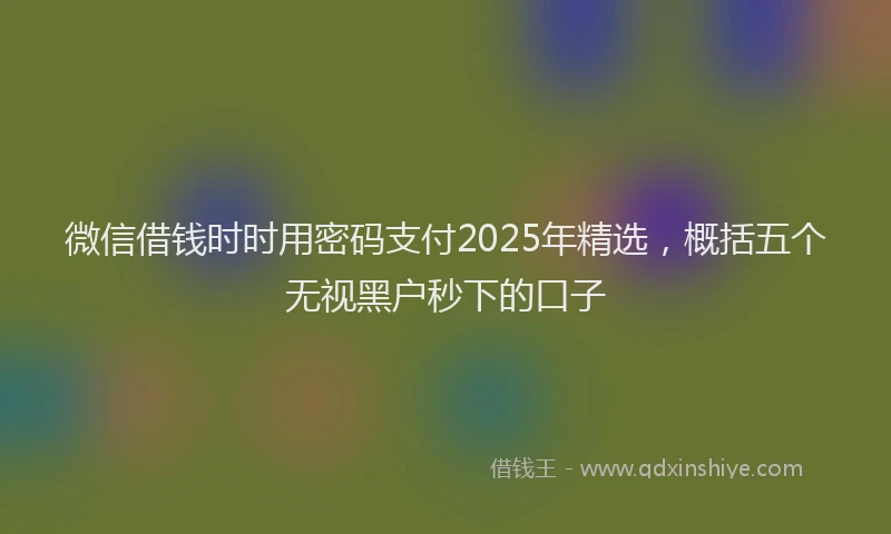 微信借钱时时用密码支付2025年精选，概括五个无视黑户秒下的口子