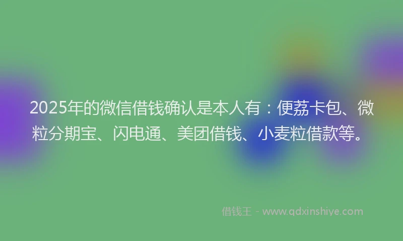 2025年的微信借钱确认是本人有：便荔卡包、微粒分期宝、闪电通、美团借钱、小麦粒借款等。