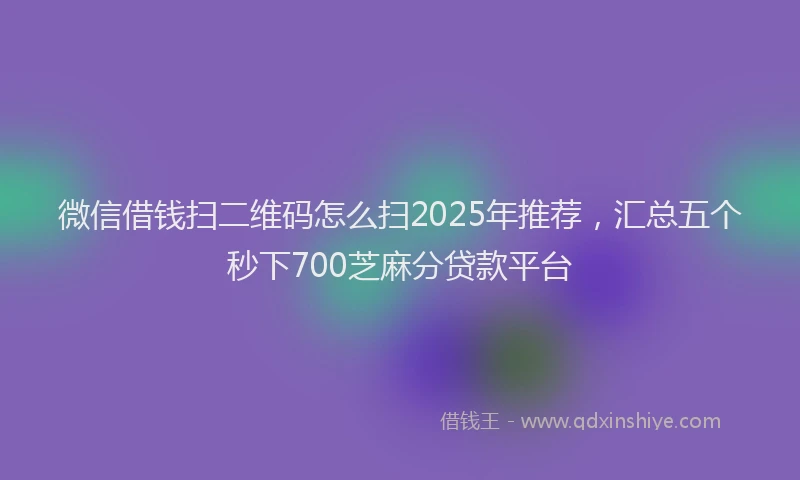 微信借钱扫二维码怎么扫2025年推荐，汇总五个秒下700芝麻分贷款平台