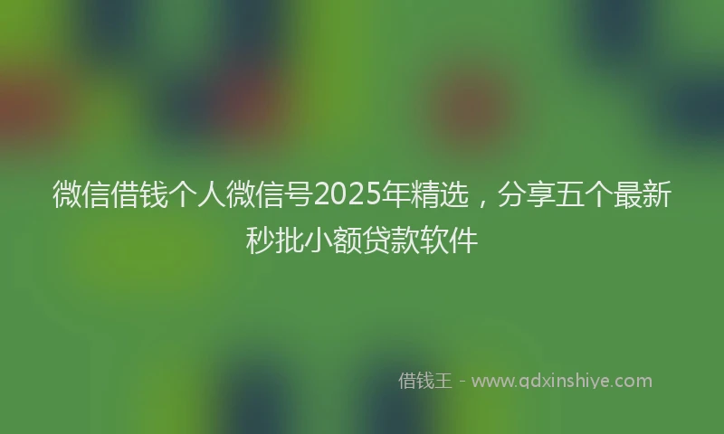 微信借钱个人微信号2025年精选，分享五个最新秒批小额贷款软件