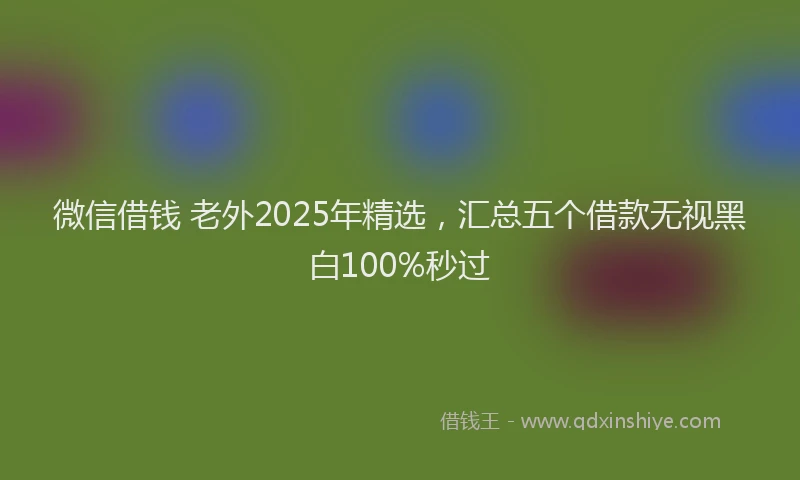 微信借钱 老外2025年精选，汇总五个借款无视黑白100%秒过