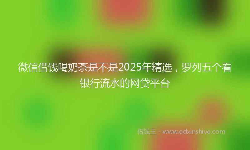 微信借钱喝奶茶是不是2025年精选，罗列五个看银行流水的网贷平台
