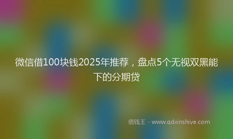 微信借100块钱2025年推荐，盘点5个无视双黑能下的分期贷