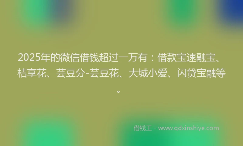 2025年的微信借钱超过一万有：借款宝速融宝、桔享花、芸豆分-芸豆花、大城小爱、闪贷宝融等。