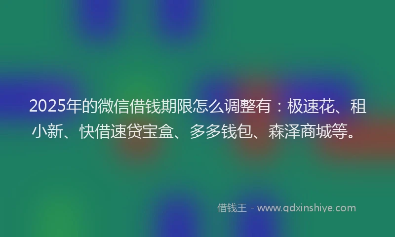 2025年的微信借钱期限怎么调整有：极速花、租小新、快借速贷宝盒、多多钱包、森泽商城等。