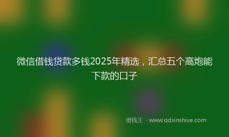 微信借钱贷款多钱2025年精选，汇总五个高炮能下款的口子