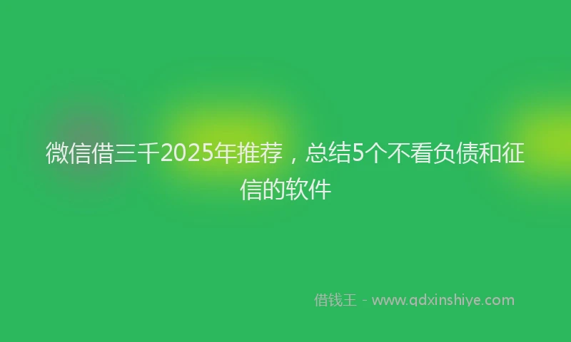 微信借三千2025年推荐，总结5个不看负债和征信的软件