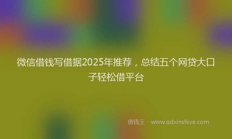 微信借钱写借据2025年推荐，总结五个网贷大口子轻松借平台