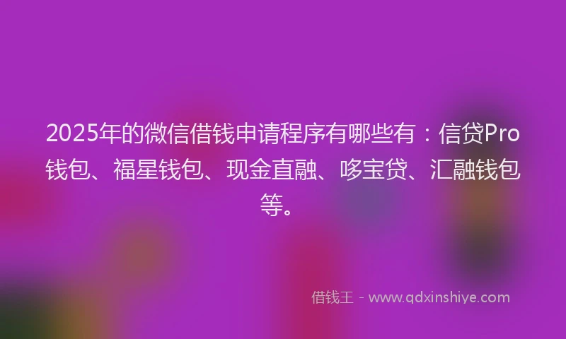 2025年的微信借钱申请程序有哪些有：信贷Pro钱包、福星钱包、现金直融、哆宝贷、汇融钱包等。