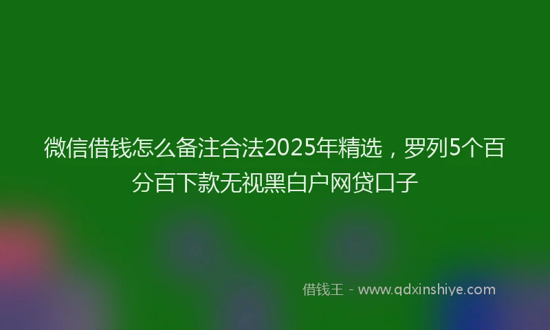 微信借钱怎么备注合法2025年精选，罗列5个百分百下款无视黑白户网贷口子